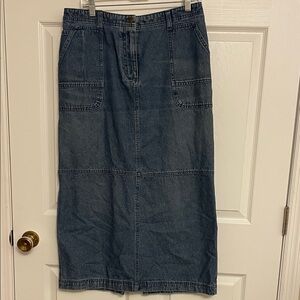 Christopher & Banks Blue Denim Midi Skirt